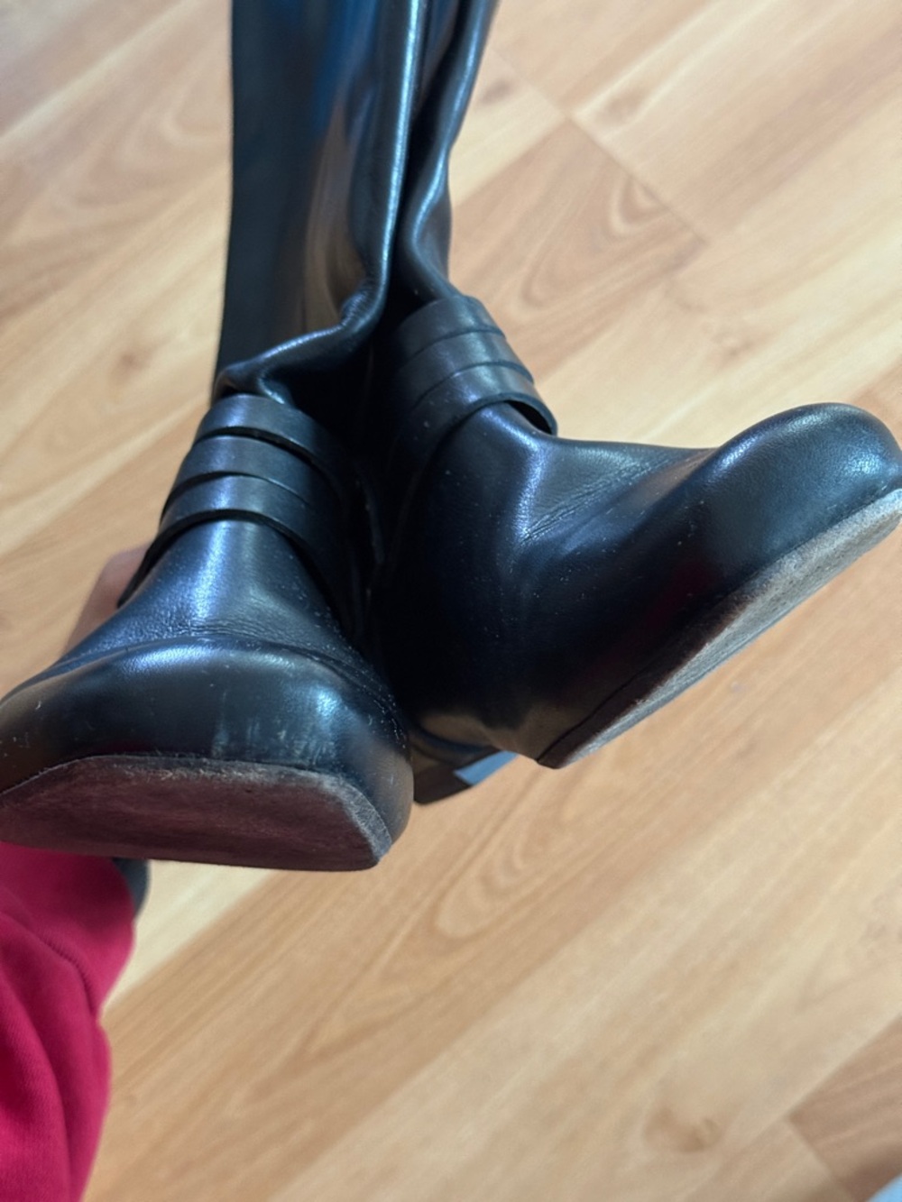 Frye Black Leather Mid-Calf Harness Riding Boots - Picture 5 of 10